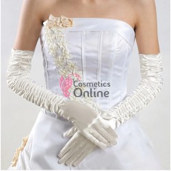 Manusi elegante din satin simple MNS018HH lungi Crem deschis XL